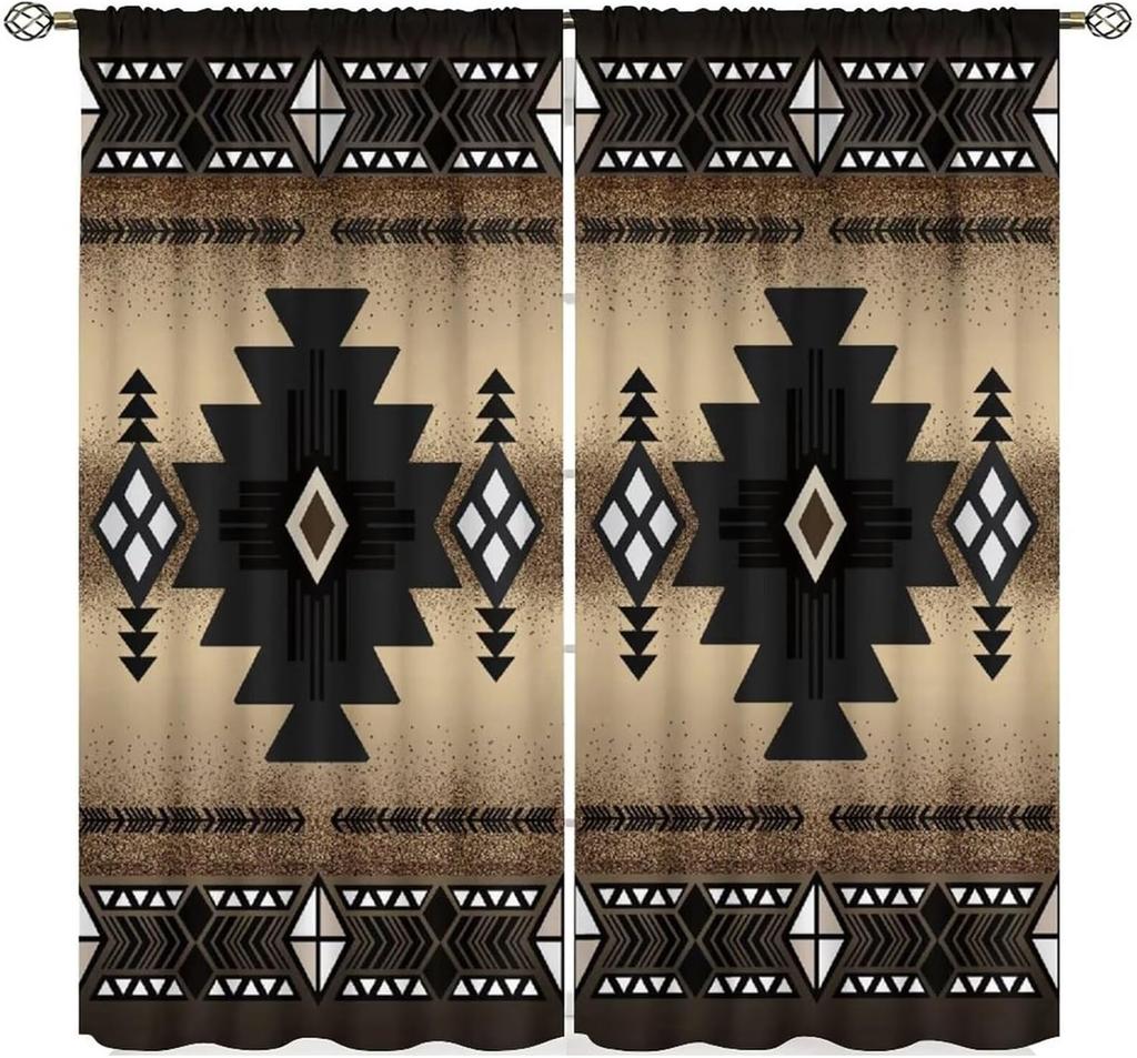 Vintage West Cowboy Window Curtains Rustic Wild West Cowboy Ride Horse and Desert Cactus Window Treatments for Bedroom Living