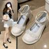 Туфли Мэри Джейн в сказочном стиле для девочки 2025 новые толстый каблук стразы корейская версия маленькие кожаные туфли французский ремешок туфли на высоком каблуке