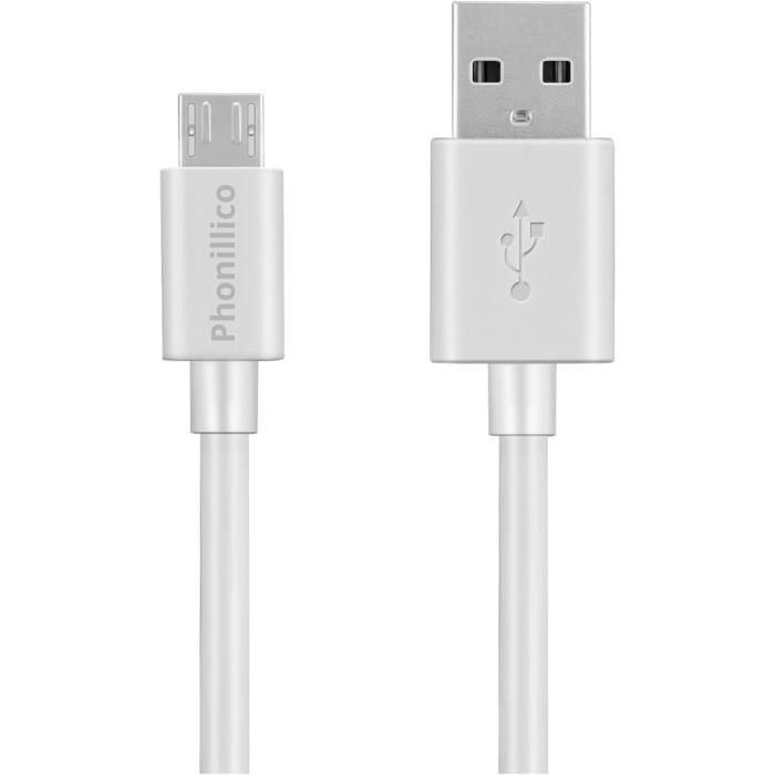 Cable for Philips DPM6000/DVT1110/DVT2710/DVT6010/Gogear Azure SA5AZU04WF/12 - White Micro USB Cable 2 Meters Phonillico