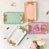 1Pc Resin Fashion Gold-plating Romantic Macaron Color French Bow Tray Dessert Plate