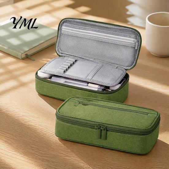 Organized Pen Storage Multi-compartment Pencil Case, Large Capacity Durable Stationery Organizer Functional Classroom Accessory Compact Wear-resistant