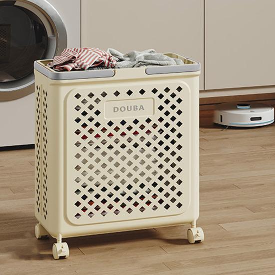 Foldable Laundry Basket with Wheels Large Capacity Hollow Breathable Rolling Laundry Basket Dirty
