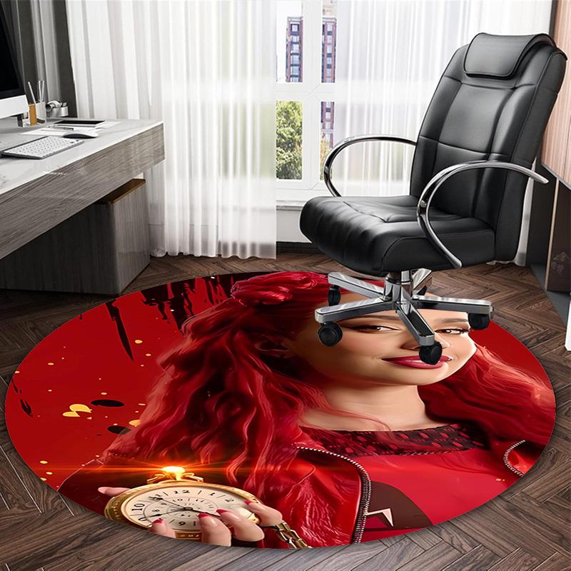 1pc Descendants The Rise of Red1 Print Round Carpet Chair Round Carpet Suitable for Bedroom Living Room Home Decorative Carpet