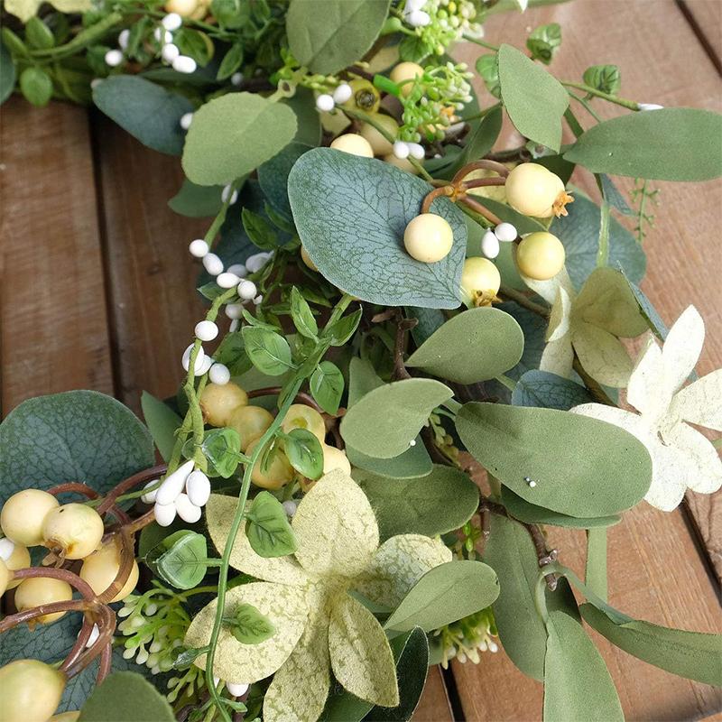 1PC Eucalyptus Wreath New Year Simulation Leaves Hanging Decor Christmas Door Hanging Wreath Holiday Decoration
