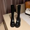Krazing Pot Осенне-зимняя обувь из коровьей кожи, женские эластичные высокие сапоги до бедра на толстой подошве с круглым носком