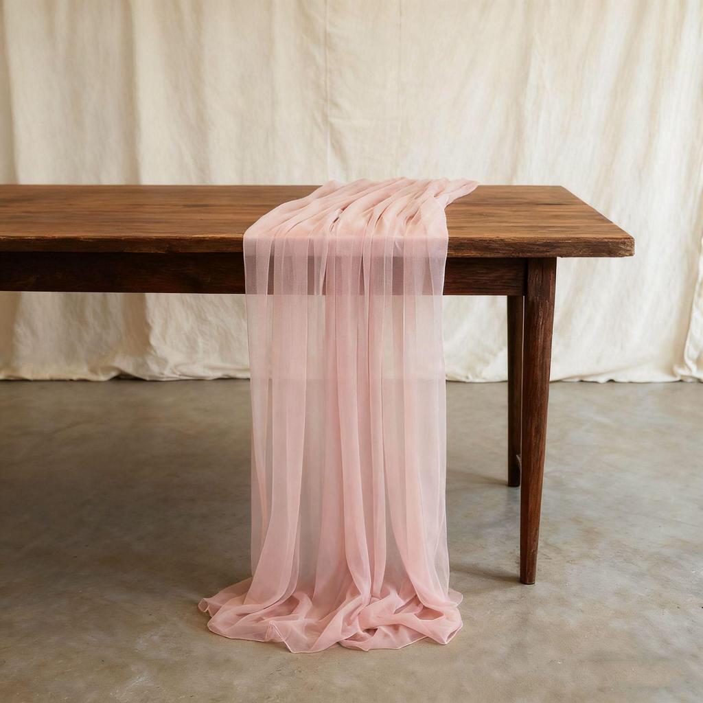 Nordic Wedding Voile Table Runner: Solid Chiffon Crepe Decoration for Dining and Parties