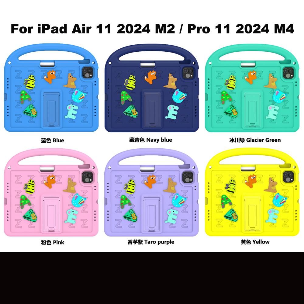 For Apple iPad Air Pro 11 2024 M2 M4 A2836 A2837 A3006 A2902 A2903 A2904 Case Kids Safe Cartoon Letter Portable EVA Foam Shockproof Stand Tablet Cover