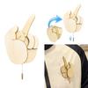 Interactive Wood Finger Brooch Fun Middle Finger Pin Unisex Cloth Jewelry Wood Texture Gesture Brooch for Party Daily
