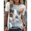 Смешные женские футболки Футболки с 3D-принтом животных Модные топы с круглым вырезом и коротким рукавом Одежда Y2k большого размера для женщин Милая футболка