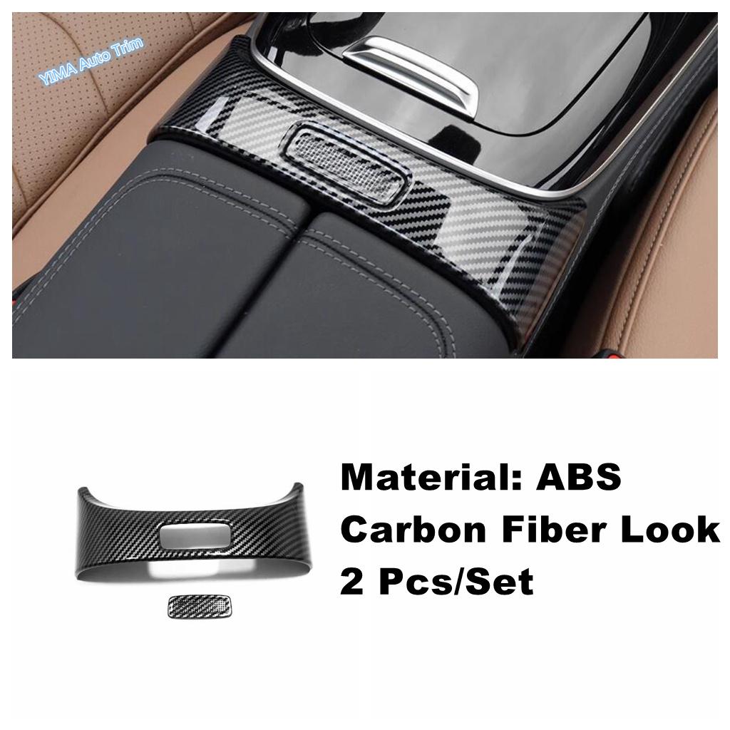 Carbon Fiber Hand Brake Button / Gear Shift / Water Cup Cover Trim For Mercedes Benz E-Class W214 E300 2024 2025 ABS Accessories