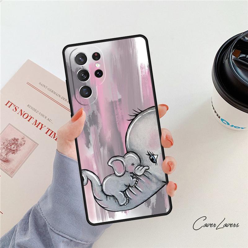 Cute Baby Elephant phone case For Samsung Galaxy S24 S25 S23 S22 Ultra Note 10 20 Plus S20 S21 FE Cover