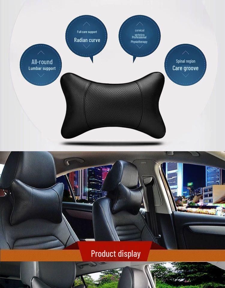 All-Season Genuine Leather Car Headrests & Lumbar Support Pillows