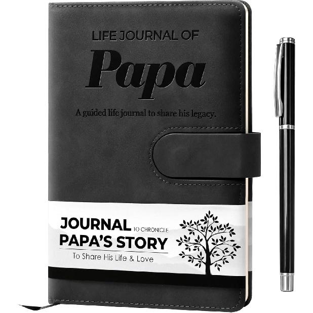 Dad I Want to Know Your Life Story Leather Journal (Hardcover) - Birthday Gifts for Dad - Guided Legacy Journal to Share His Life Story - Ideal Gifts