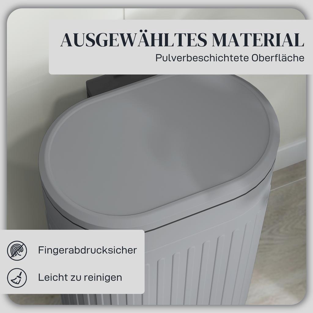 30L Metal Kitchen Bin, with Soft-Close Lid - Grey