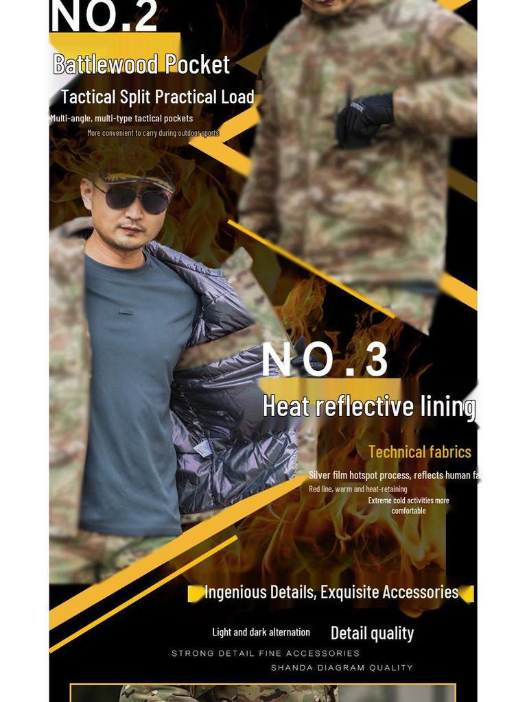 Angken Men's Red Flame Camouflage Heat-Reflective Winter Tactical Jacket