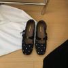 Inner height-increasing polka dot temperament camellia Mary Jane shoes autumn and winter new versatile bow single shoes