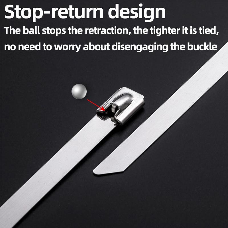 7.9 Width 100-1000mm Stainless Steel Metal Cable Ties 100PCS Wires Self-Lock Zip-Exhaust Multifunctional Locking Cable Tie