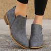 Fashion New Fashion Women's Boots Autumn Pointed Suede Thick Heel Booties Women Plus Size 43 Zipper Heeled Ankle Boots Zapatos Mujer