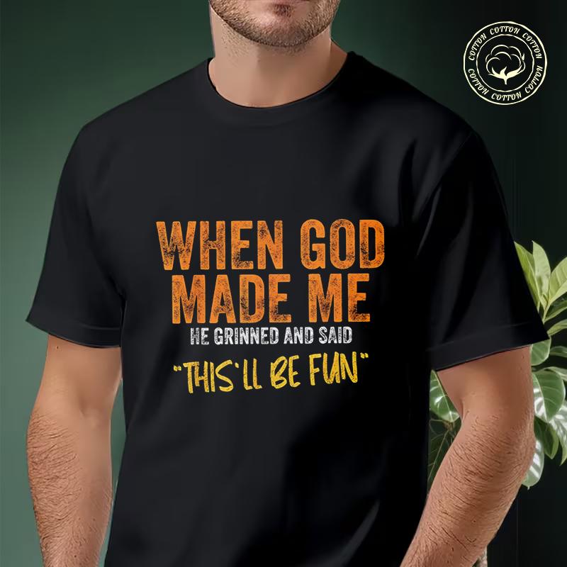 God Created Me With A Smile Moto T-shirt Men's Summer Cotton Fashionable Casual Sports Short Sl