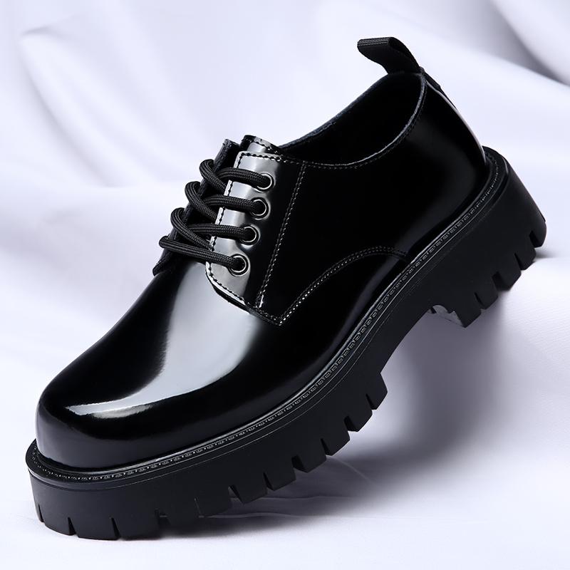 New Brand Men's Genuine Leather Thick Soled Formal Leather Shoes Spring High-quality Fashionable Lace Up Comfortable Derby Shoes
