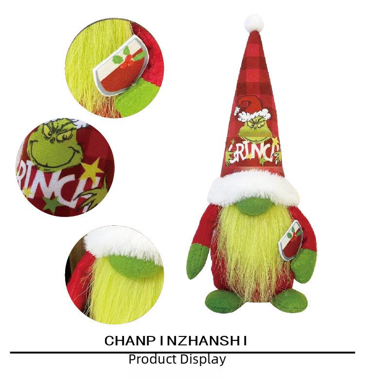 3D Гринч вдохновил монстра с зелеными волосами украшение - Безликий старик рождественское украшение