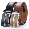 Men'S Leather Ratchet Belt, Cool and Handsome Style, Adjustable Automatic Square Alloy Buckle, Automatic Leather Buckle Belt Casual Business