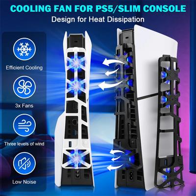 НОВЫЙ для PS5 тонкий охлаждающий вентилятор со светодиодной подсветкой, система охлаждения, высокоскоростной 1100 об/мин USB-кулер для PlayStation5 тонкие игровые аксессуары