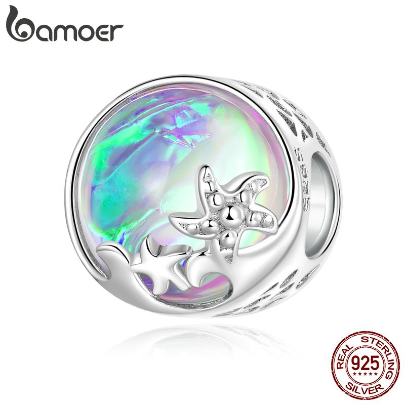 BAMOER 100% 925 Sterling Silver Charm Beach & Waves Beads Fit for Original Bracelet & Bangle Fine DIY Making Women Jewelry