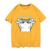 Shiba Inu Blue Cat Cotton Printed Men's and Women's Personalized Casual Short Sleeves Summer New Fashionable Loose T-shirt