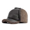 Pu Leather Hats Winter Warm Earmuffs Bomber Caps Plus Velvet Thicken Man Bone Caps Dad Hat