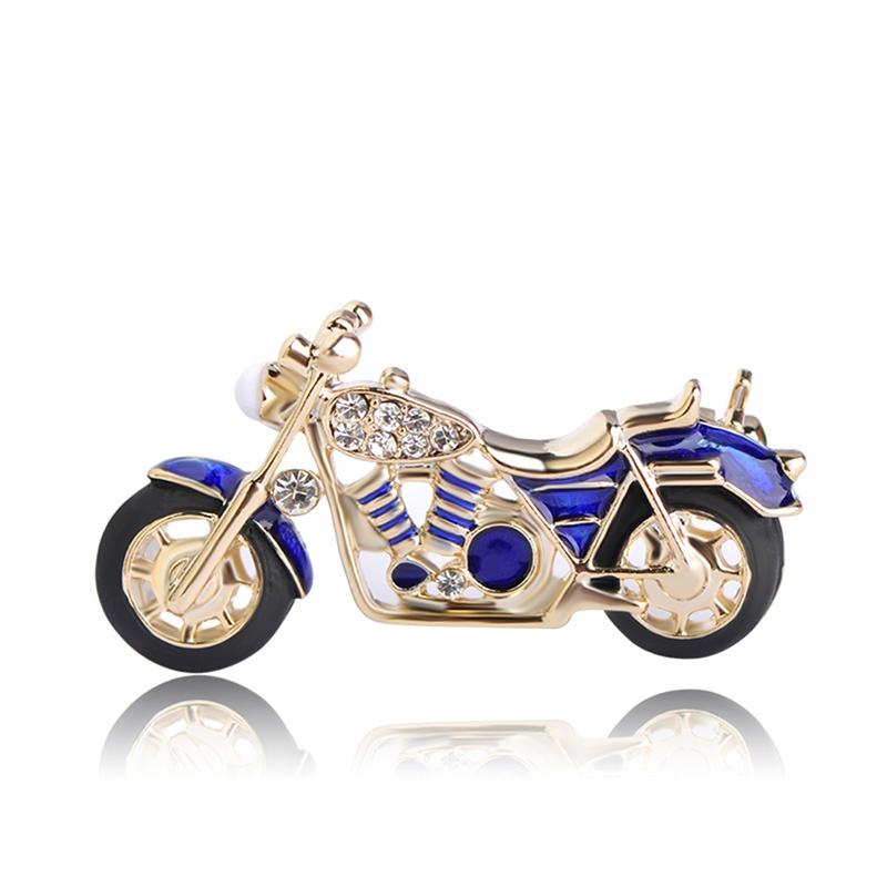 Blucome Fashion Motorcycle Brooch Gold-color Red Enamel Brooches Girls Kids Gifts Jewelry Suit Collar Sweater Accessories Pins