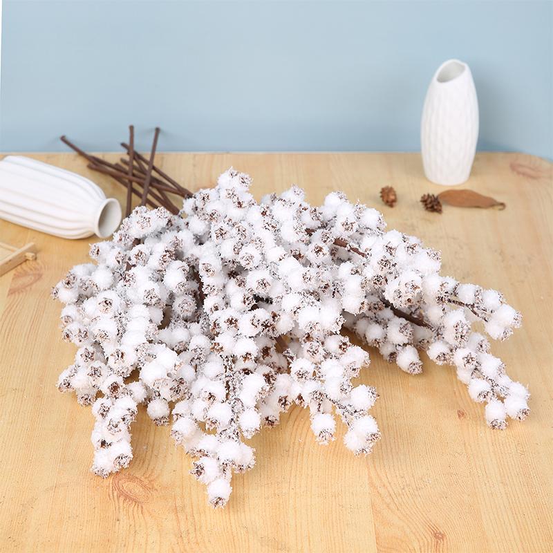 1 шт. 58 см Искусственные стебли с белыми ягодами Рождественские ягодные ветки для цветочных композиций и домашнего DIY ремесла Искусственный снег Украшения для елки