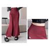 Women Fishtail Skirt High Waist Fishtail Hem Maxi Skirt Solid Color Retro Satin Texture Hip Wrapped Skirt