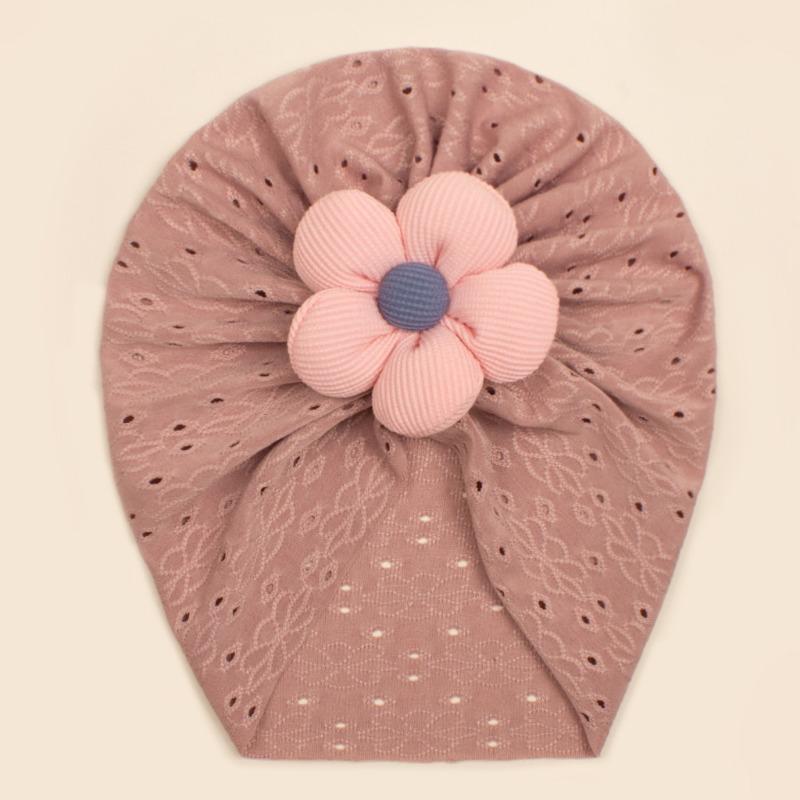 Autumn new children's hole pattern hat, baby breathable flower pullover hat, baby hat