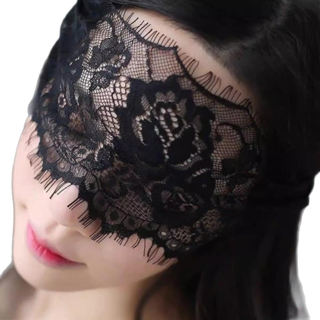 Explosive sexy lingerie lace mask hollow eye mask strap black and white accessories veil
