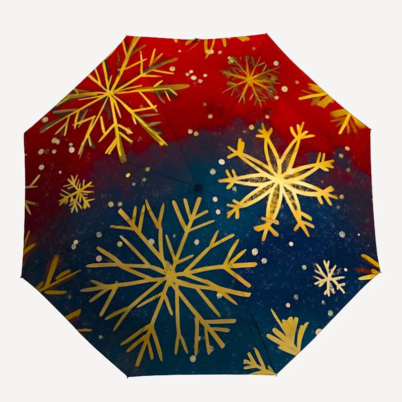 1pc Snowflake Christmas Automatic Open/Close Folding Umbrella - Compact 8-Rib Design, Daily Use, Perfect Gift for Friends & Family yy251124234