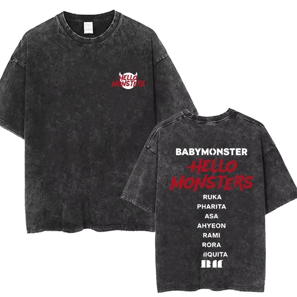 Babymonster Hello Monsters Мировой Тур Винтажная Футболка Оверсайз
