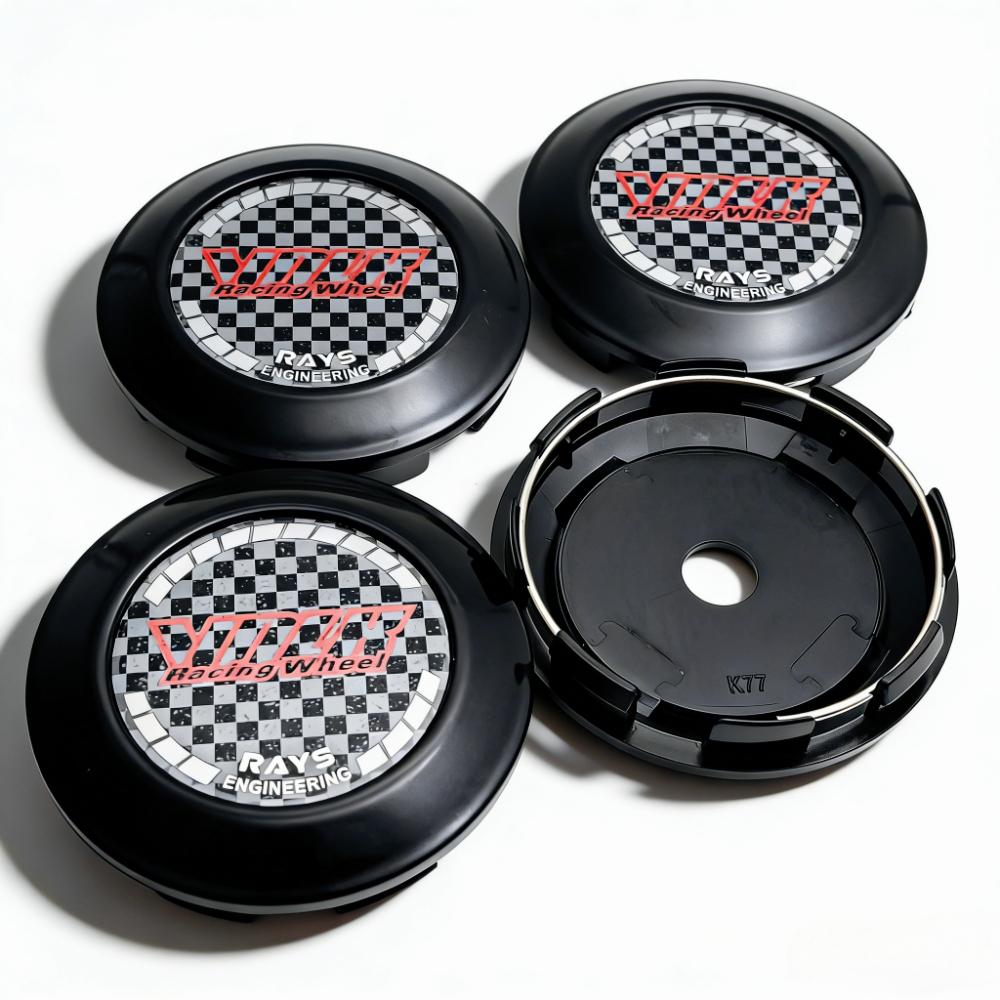 4pcs 77MM Clips 72MM JDM VOLK Logo Emblem Car Wheel Center Caps Rim Hubcaps Dust Cover RAYS Badge Wheels Hub Cap Car Accessories