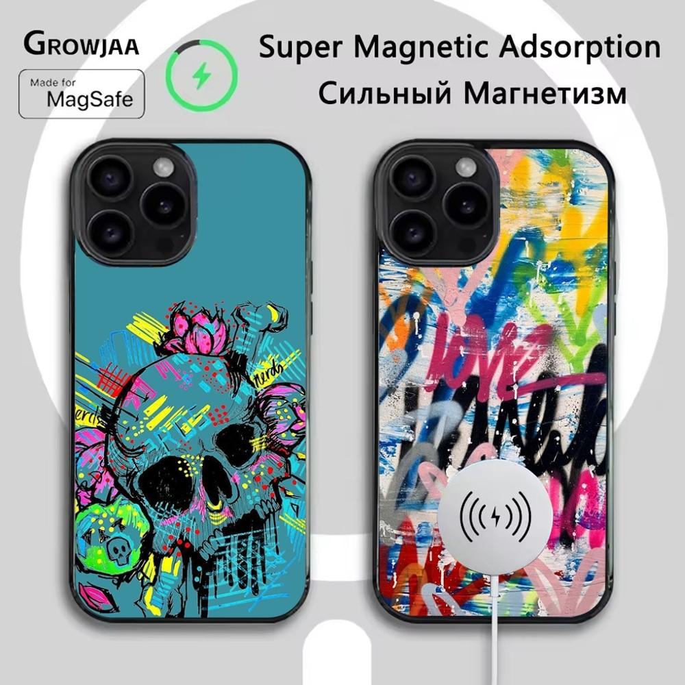 Крутой чехол для телефона с граффити-артом для iPhone 16e, 16, 15, 14, 13, 12, 11, Plus, Pro, Max, Mini, с магнитной беспроводной зарядкой Magsafe