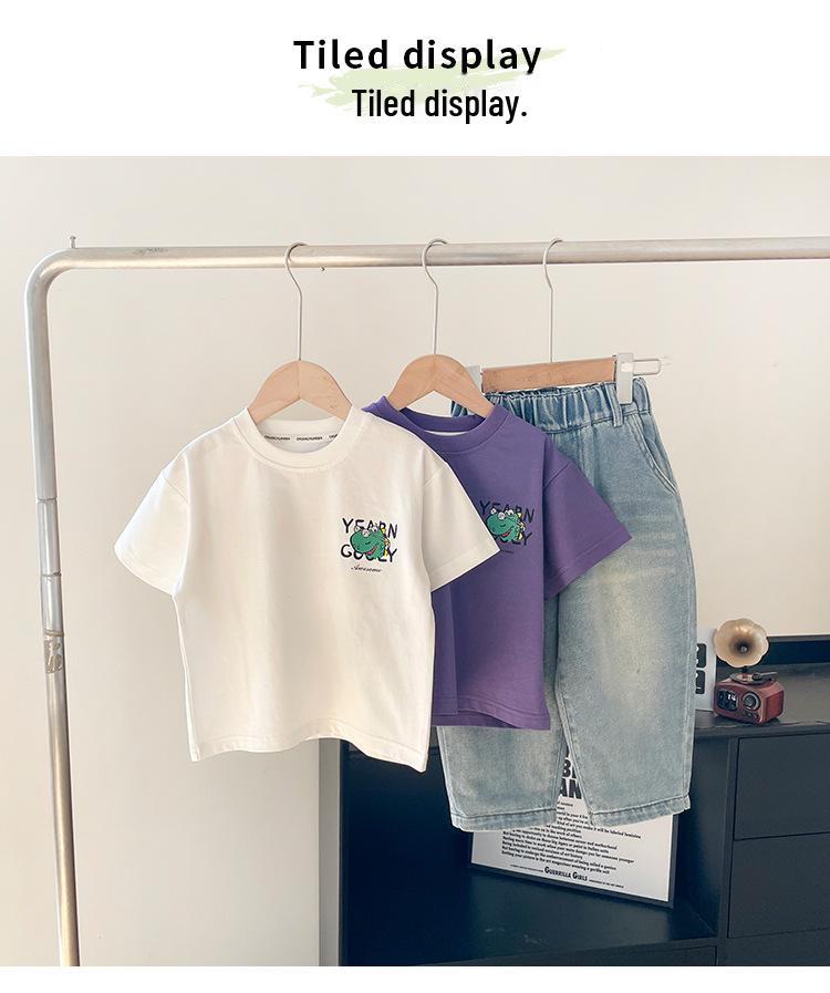 Футболка детская весенняя с изображением динозавра Nausicaa 2025 — унисекс с коротким рукавом для мальчиков и девочек