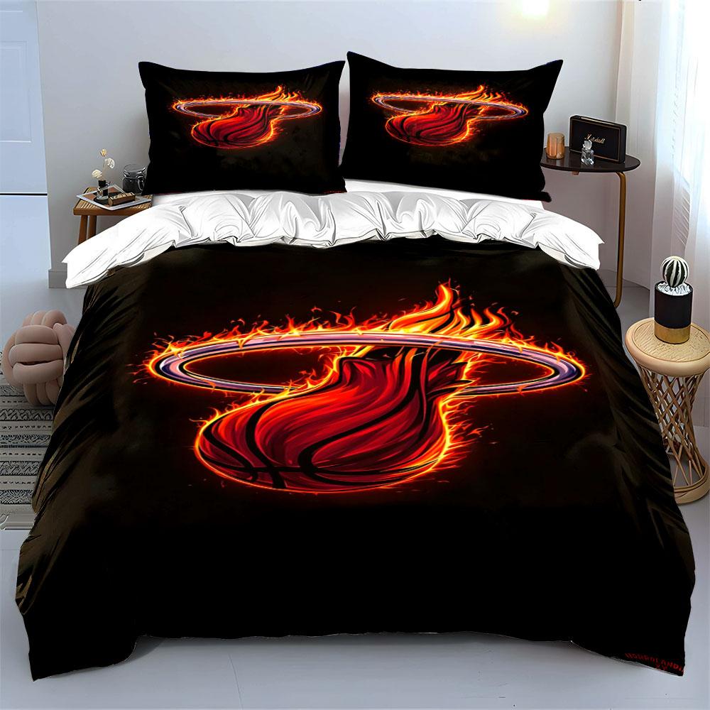 Fiery basketball logo pattern. Bedding sets Duvet cover sets Duvet covers Pillowcases(1*Duvet Cover 2*Pillowcases without duvet insert)