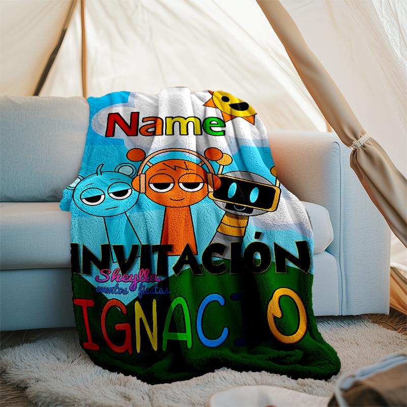 Personalized Custom Name Blanket - Sprunki themed Print Design,Blanket for Sofa,Bed,Travel,Camping - Soft and Warm, Great Gift