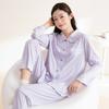 Fentenggan [100% cotton] Autumn solid color lapel cardigan long-sleeved pajamas women's home suit set for women