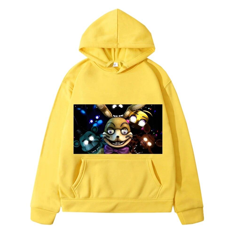 Толстовка с капюшоном в стиле аниме FNAF, осенняя флисовая толстовка для мальчиков y2k, пуловер Sudadera, куртка с медведем и кроликом, кавайные толстовки с капюшоном, детская одежда для девочек