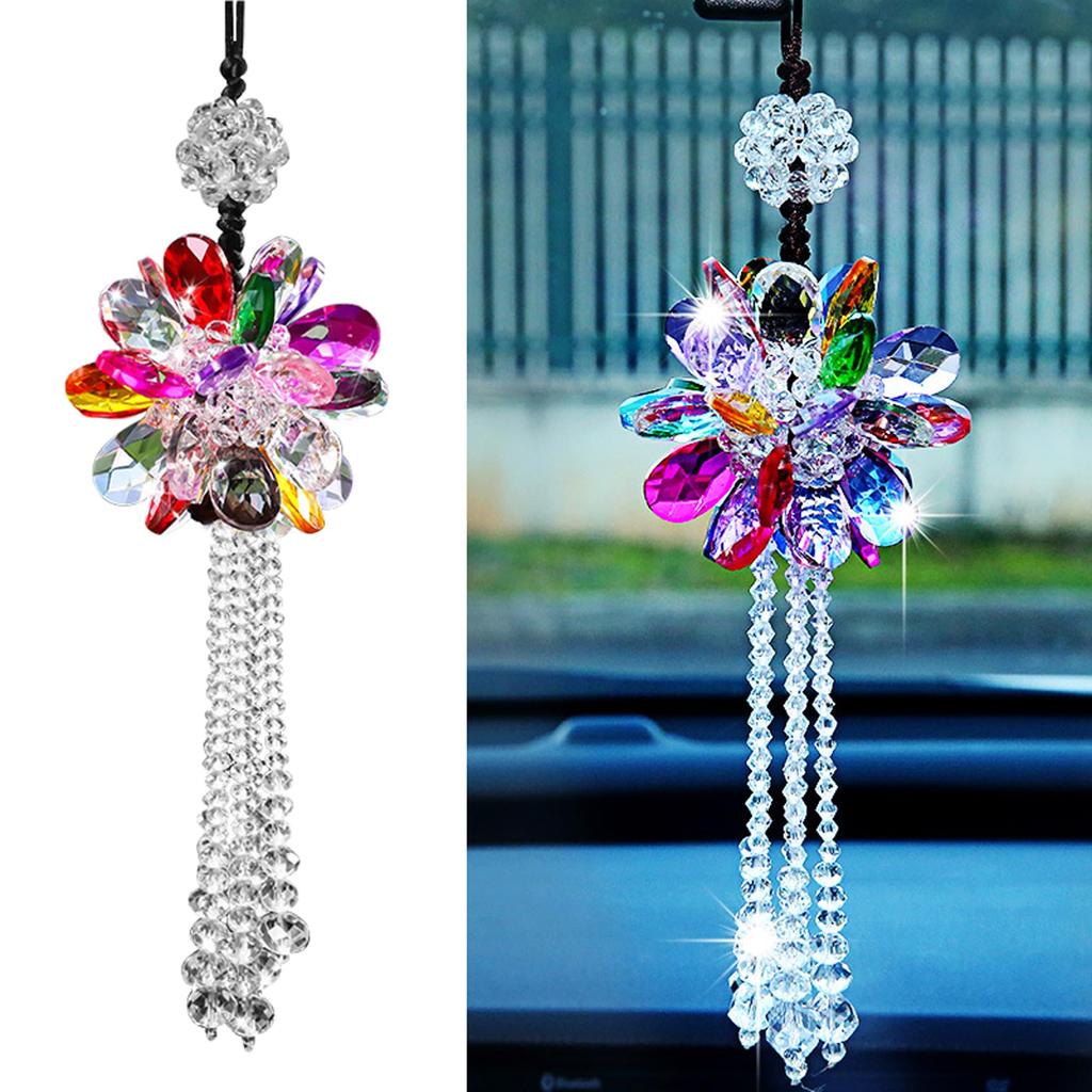 AAGWW Car Decoration, Interior Decoration, Gift, Crystal Pendant, Creative Rearview Mirror Pendant (Colorful Rainbow Design, 1 Piece)