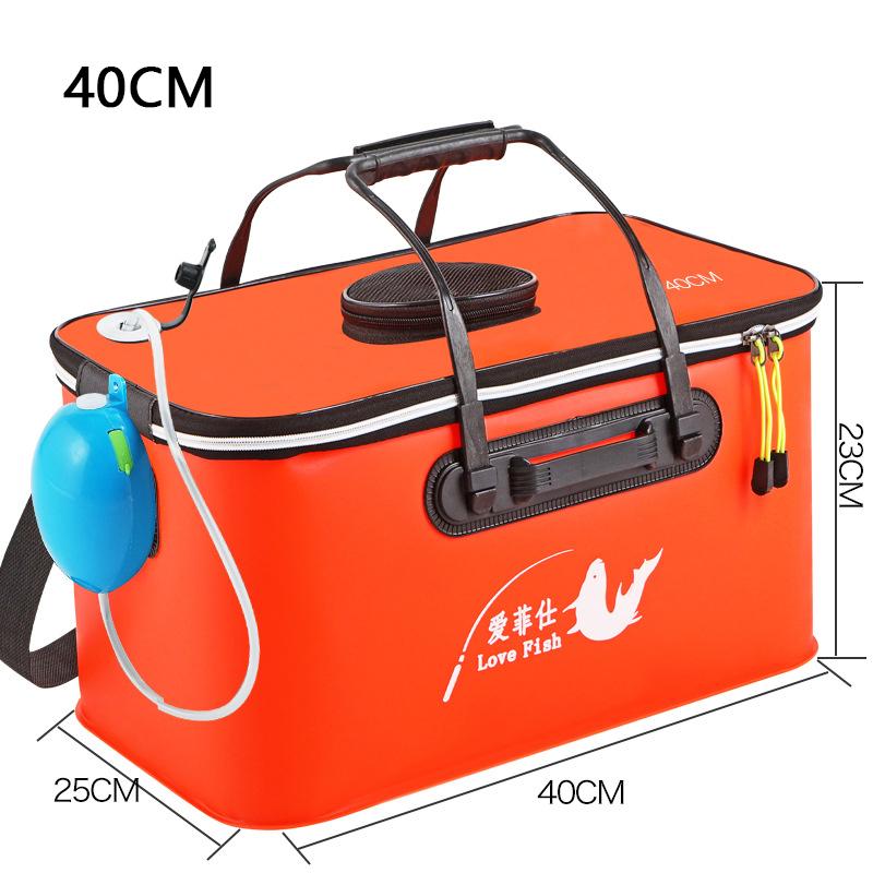 Foldable Wear-resistant Waterproof EVA Fishing Barrel Fishing Box Tools Box Optional Rechargeable Oxygen Pump 30cm/35cm/40cm/45cm/50cm Size Choices