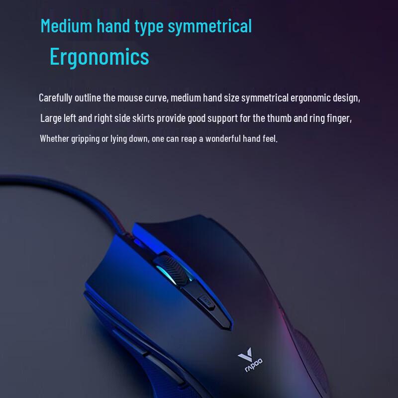 Проводная эргономичная игровая мышь Rapoo V20S