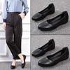 Spring New Work Shoes Soft Sole Work Shoes Women's Black Large Size Flat Shoes Low Heel Professional Shoes Women's Leather Shoes