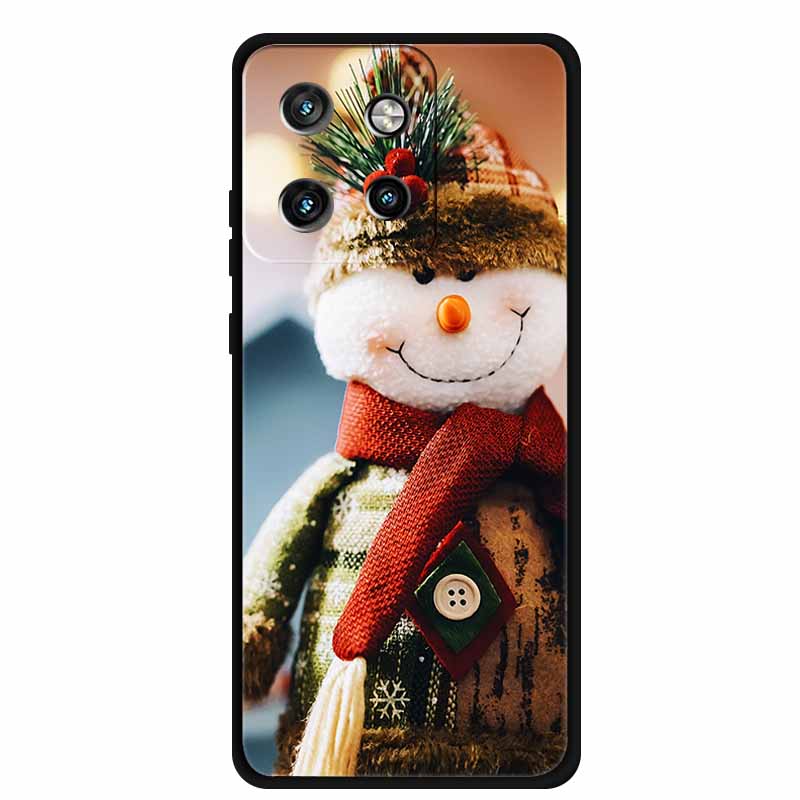 Christmas Cover For Motorola Moto G75 5G Black Silicone Cases TPU Santa Claus Christmas Tree Cover Deer For Moto G75 5G TPU case