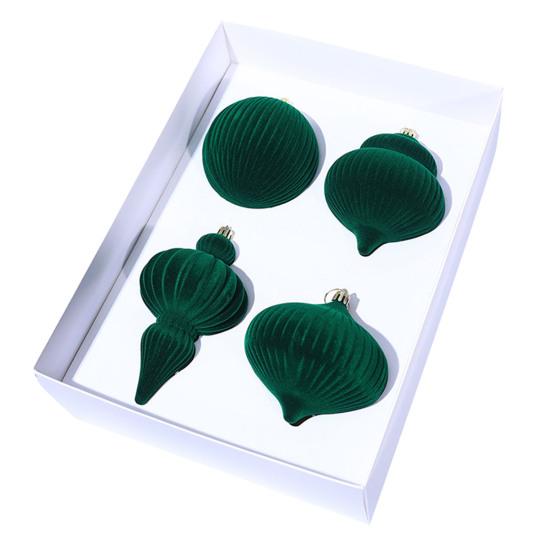 4 шт. Бархатные елочные шары Пластиковый флокированный декор с металлическими подвесками